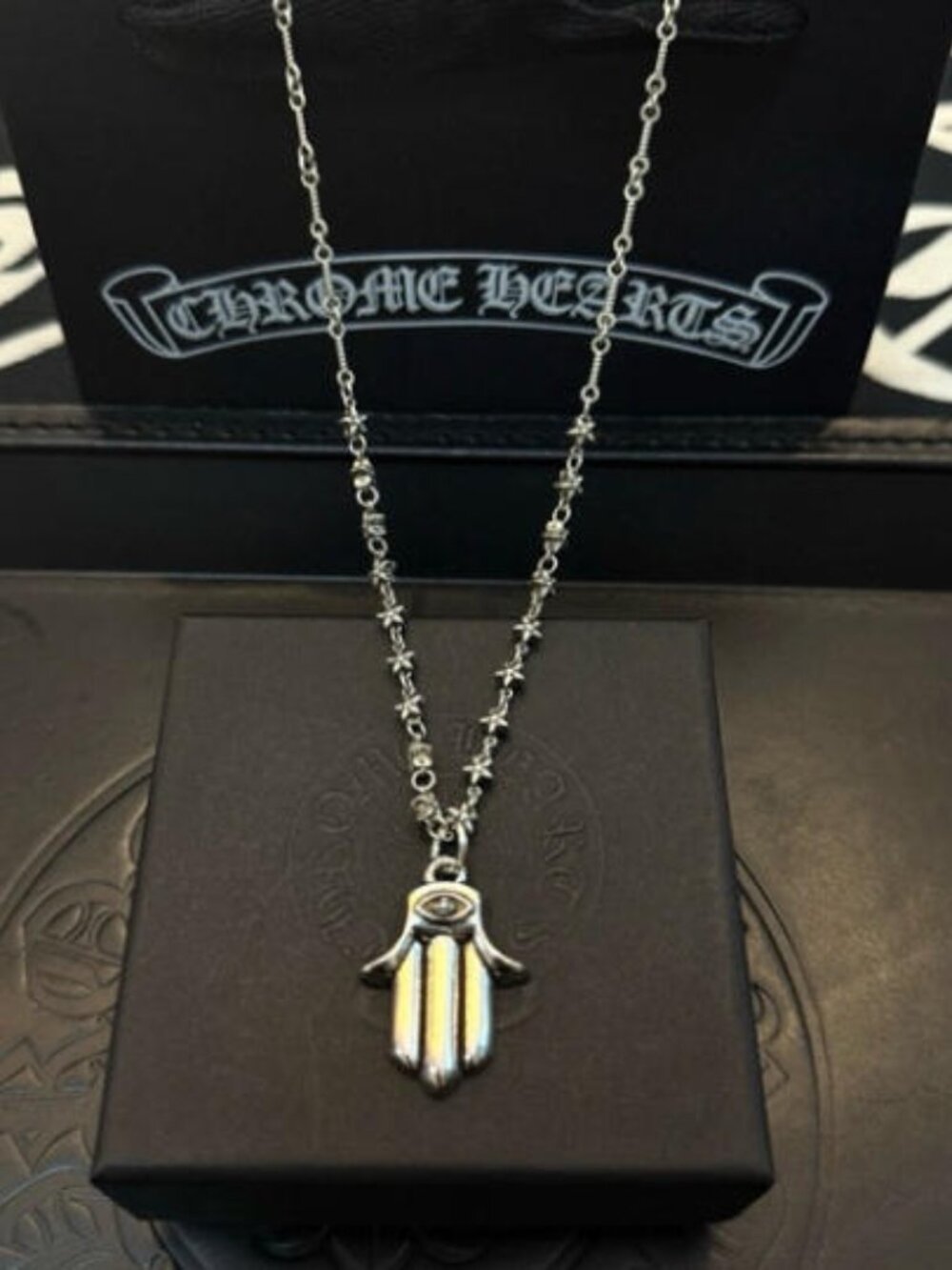Chrome Hearts Braided Five-Star Flower Necklace